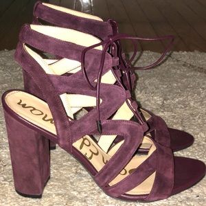 Sam Edelman lace up suede block heels